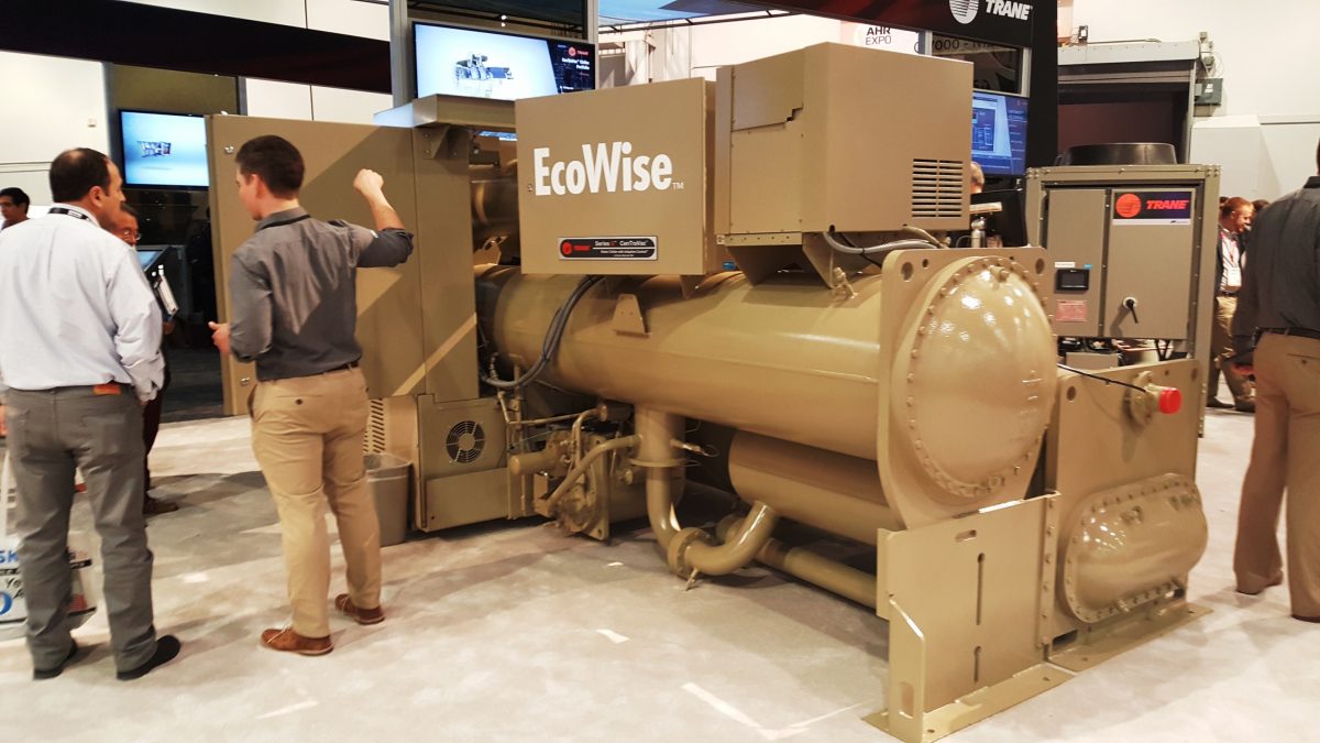 Chiller da Trane em exposição em feira nos EUA | Foto: Divulgação