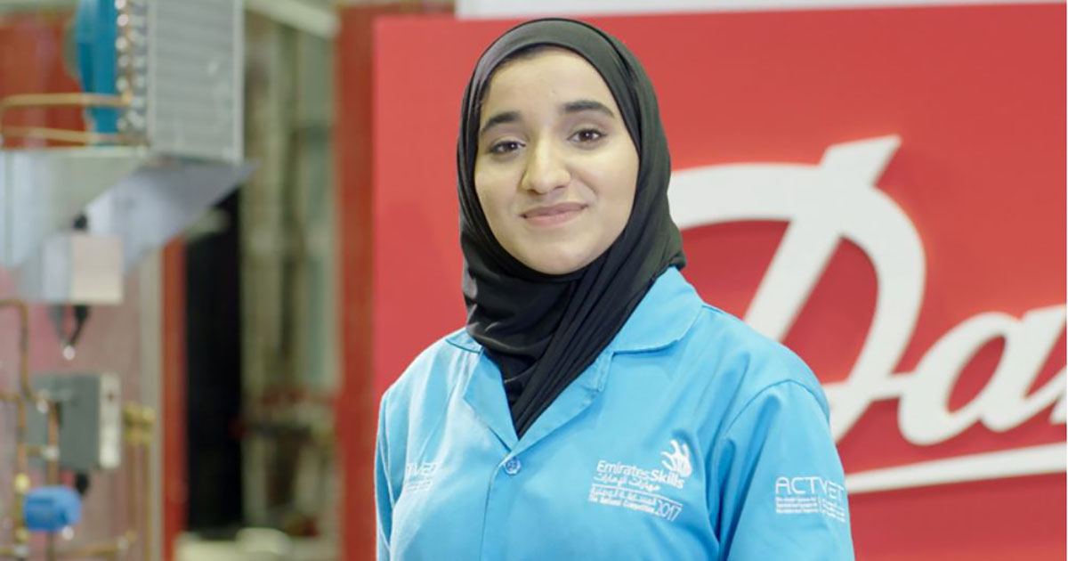 Roudha Bin Bahr, estudande de engenharia química patrocinada pela Danfoss na WorldSkills 2017