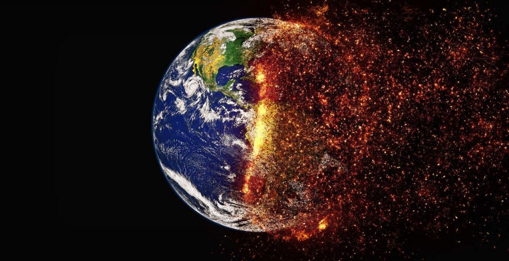 Planeta Terra fervendo por causa das mudanças climáticas