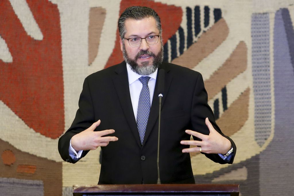 Ernesto Araújo, ministro brasileiro das Relações Exteriores, durante cerimônia no Palácio Itamaraty