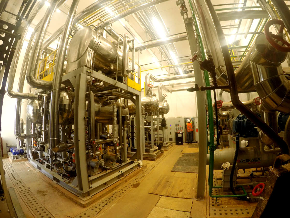 Sistema de refrigeração com CO₂-brine desenvolvido pela Mayekawa do Brasil| Foto: Divulgação