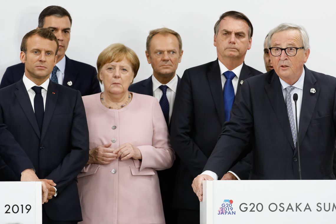 Presidente da República, Jair Bolsonaro, participa da coletiva de imprensa sobre o acordo Comercial União Européia / Mercosul, em Osaka, Japão | Foto: Alan Santo/PR