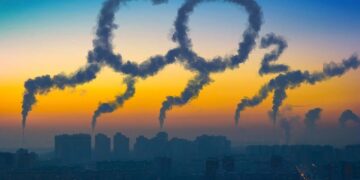 Vista de paisagem industrial em cidade