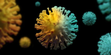 Representação em 3D do coronavírus, patógeno causadora da covid-19