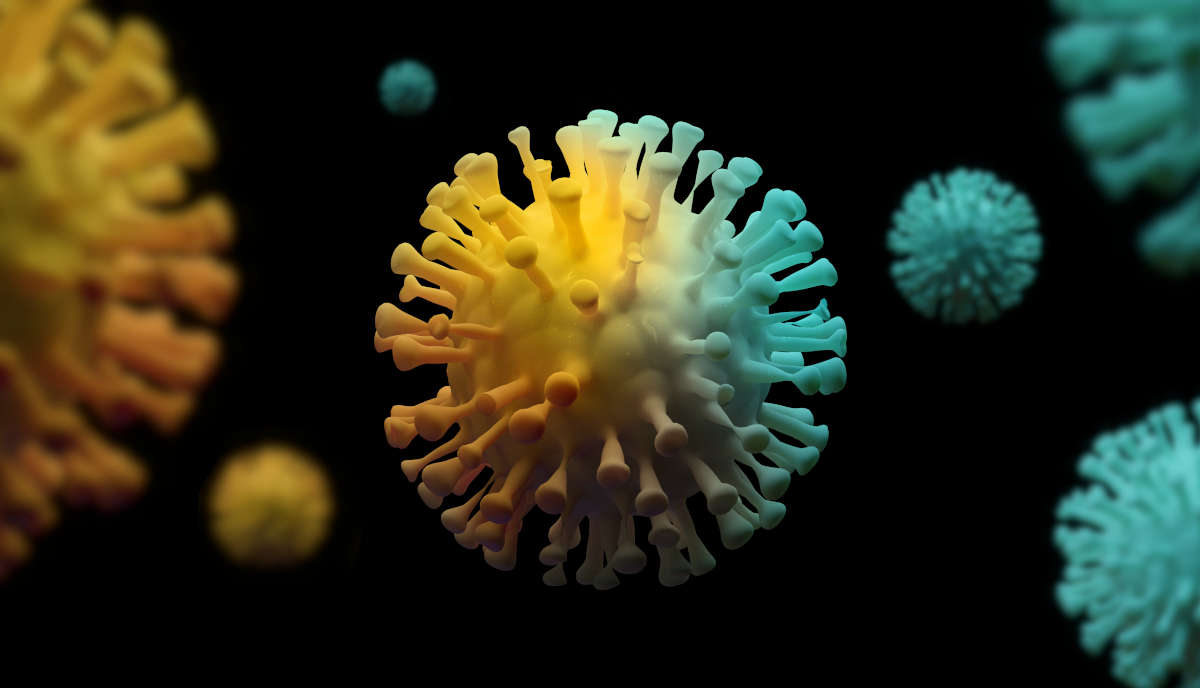 Representação em 3D do coronavírus, patógeno causadora da covid-19
